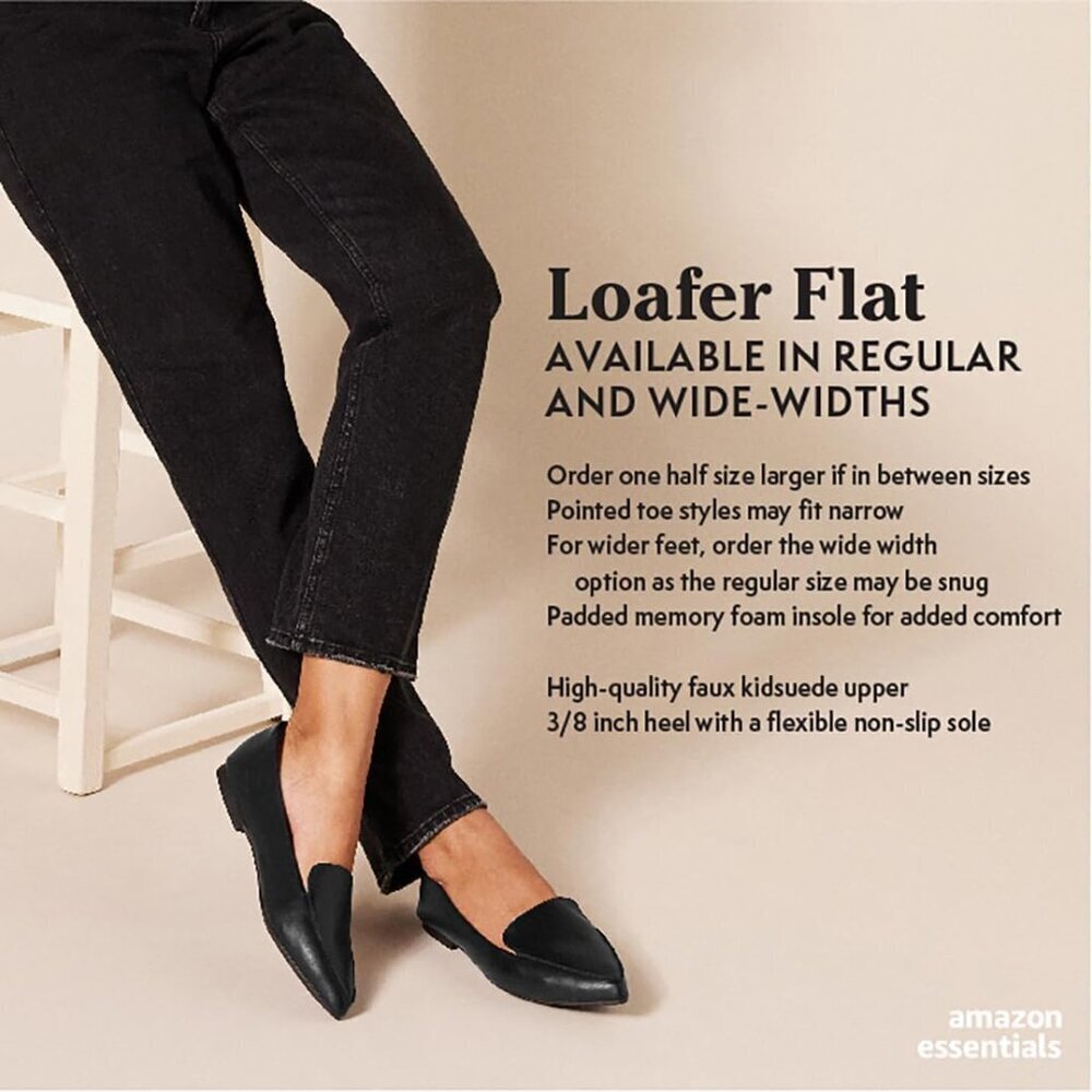 Womens Black Faux Leather Closed Pointed Toe Low Wedge Heels Loafer Flat Shoes - Picture 2 of 6